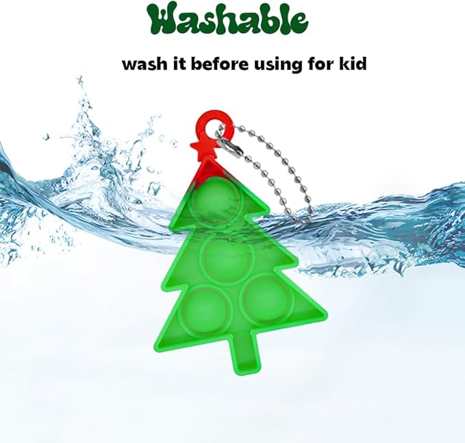 48PCS Christmas Pop Keychain PartyFavors Pop Push Fidget Toys Fidget Keychain for Kids Pop Toys Bubble Wrap Pop Toys Anxiety Stress Reliever for Kids Adults