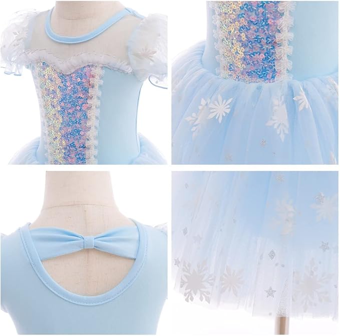 DYMCII Baby Girls Princess Ballet Dress Short Sleeve Leotards Skirted Tutu Dancewear Halloween Christmas Party Fancy Costume