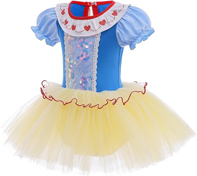 DYMCII Baby Girls Princess Ballet Dress Short Sleeve Leotards Skirted Tutu Dancewear Halloween Christmas Party Fancy Costume