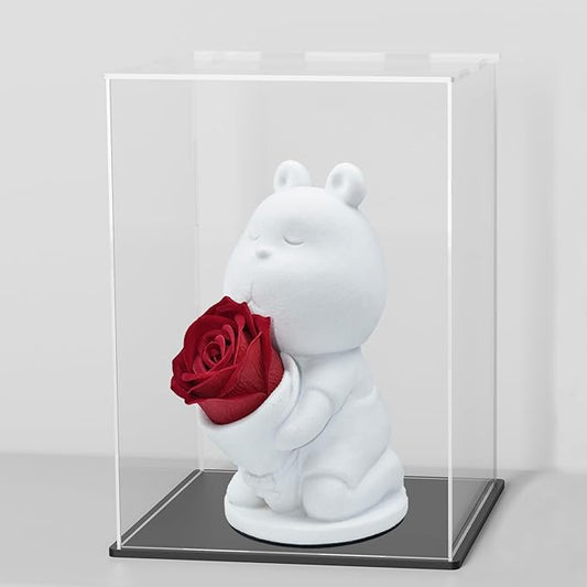 Acrylic Display Case with Black Base, Self-Assembly Clear Acrylic Display Box with Lid, 6 Inch (L&W) X 7.8 Inch (H) Cube Countertop Box for Collectibles, Organization & Showcase (6x6x7.8 inch)