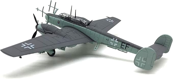 BF-110 G4 Jagdbomber 1/100 Metal Airplane Model Kit with Stand WWII Deutsche Diecast Alloy Fighter Model Vintage Combat Plane Prebuild Military Aircraft Collection for Display or Gift