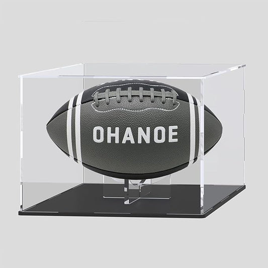 Acrylic Display Box with Removeable Ball Stand, Clear Acrylic Case for Full Size Soccer, Football, Rugby Displaying, Storage and Showcase
