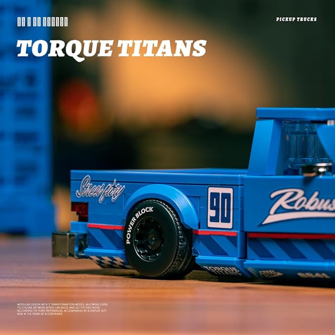 PB8841 1:32 American Retro Pickup Truck Buliding Blocks Set, 392 Pieces Scale Model Car Toy Container Display Box, Clamping Blocks Display Model for Home or Office Décor