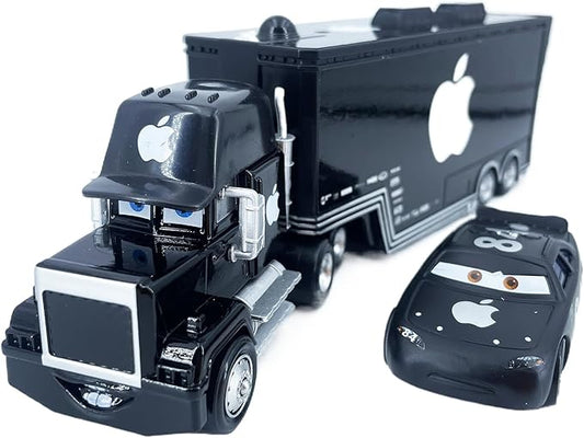 Portable Mini Toy Car and Truck Set 1:55 Diecast Model Metal Body Racers for Preschool Kids Ages 3+ Years (Black)