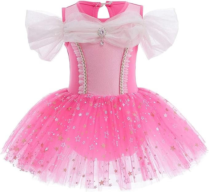 DYMCII Baby Girls Princess Ballet Dress Short Sleeve Leotards Skirted Tutu Dancewear Halloween Christmas Party Fancy Costume