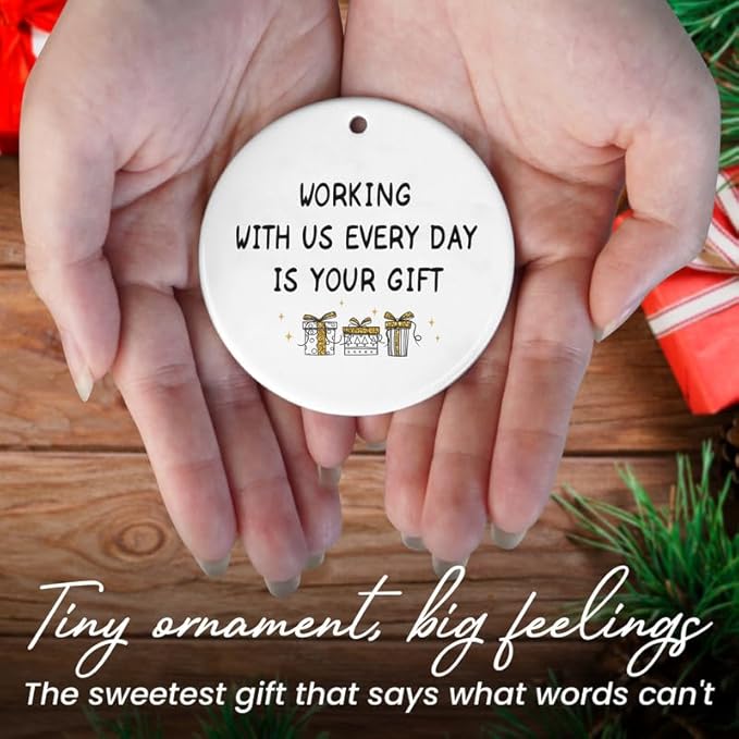 OASSIE Christmas Funny Gifts for Friends Women - Ceramic Christmas Ornaments Tree 2025 for Tree Decorations - Coworker Gifts for Women, Friend Gift for Work Bestie, Home Decorations Friends Ornament