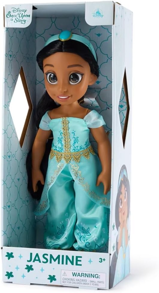 Disney Store Official Jasmine Once Upon a Story Doll - 16 Inch Disney Princess Toys Featuring Reflective Eyes with 3D Pupil and Iris, Detailed Costume, Hair Comb & Shoes - Comes in Display Box