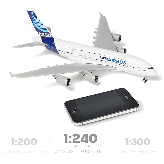 1/240 A380 Prototype Airplane Model Kits (30cm L) for Airbus A380 Resin Plane Model with Display Stand for Adult Aviation Gift or Display Decoration