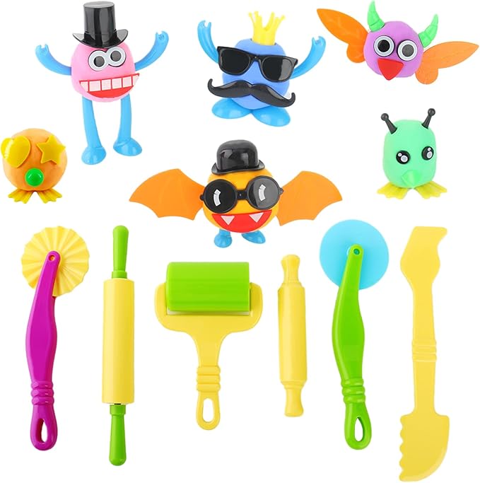 Modeling Clay Tools for Kids Ages 2-4, Craft Molding Clay Tool Set, Clay Molds Cutters Roller Stamps, Modeling Clay Kit 43 Pcs, Sculpting Texture Rolling Pin, Toddlers Accessories Girls Boys