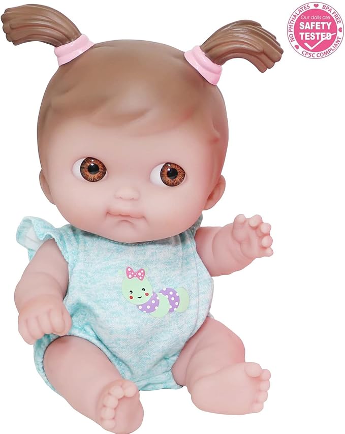 JC Toys Lil Cutesies 9" All Vinyl Baby Doll Bath Time Gift Set| Posable and Washable | Removable Outfit | Baby Bath and Accessories Ages 2+