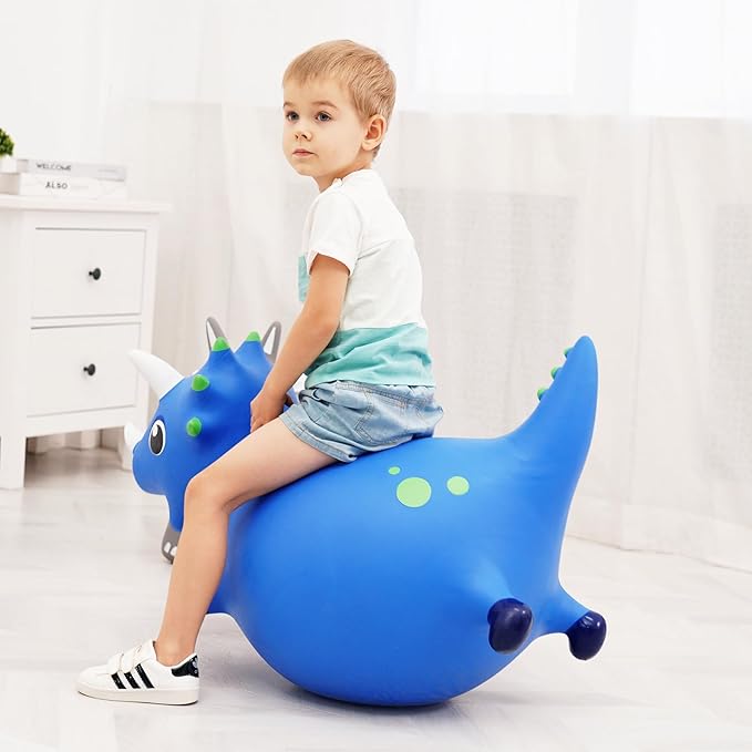 ZOOJOY Bouncy Dinosaur Hopper, Inflatable Dino Bouncing Animal for Toddlers, Indoor Outdoor Ride On Bouncing Horse W/Pump, Hopping Toys Gift for 4 5 6 7 8 Year Old Boy Girl
