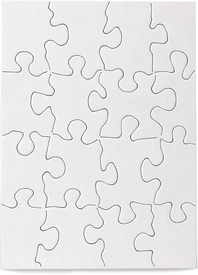 12 Blank Jigsaw Puzzles – 4 x 5.5 Inch, 16 Pieces Each – Hygloss DYI party invites, Perfect for Decorating, Kids' Activities, Arts & Crafts or Party Favors - Puzzle Pieces to Draw On for Crafts