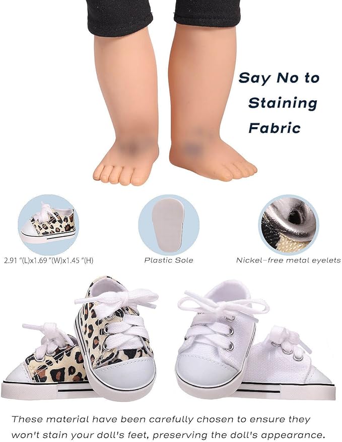 18 inch Doll Shoes - 7 Pairs with Gift Box, Compatible with American Doll