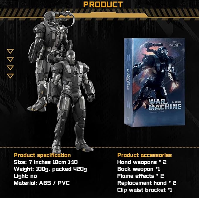 OVONNI 7 Inch War Machine MK1 Action Figure,Exquisite Painting Collectible Figure with Lots of Accessories (1/10 Scale)