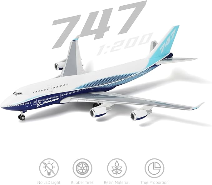 1/200 747 Dreamliner Model Plane for Boeing 747 Model Airplane with Stand (14 in-L) Resin Airplane for Adult Aviation Creative Gifts, Tabletop Collection Display