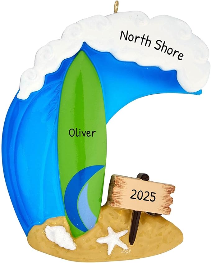 Personalized Surfboard Ornaments 2025 - Surfboard Christmas Ornament Beach Ornaments Surfer for Christmas Tree Surfing Ornament Gifts for Surfers Beachy by Elves