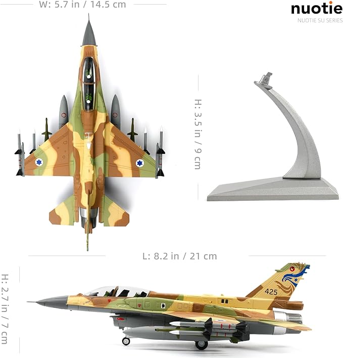 1/72 Scale F-16I Soufa Multirole Fighter Airplane Pre-Build Model Kits Finished Diecast Aircraft Metal Jet Model Display Collection or Gift (F-16I-Israel)