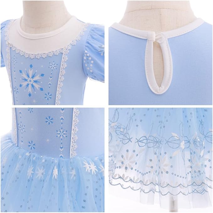 DYMCII Baby Girls Princess Ballet Dress Short Sleeve Leotards Skirted Tutu Dancewear Halloween Christmas Party Fancy Costume