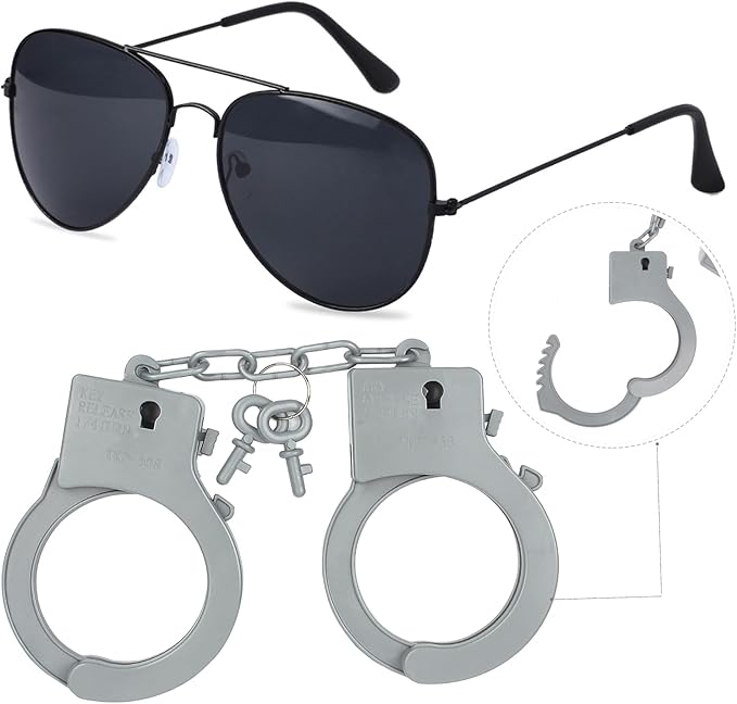 Kyson 8Pcs Police Costume Kit for Boys Police Officer Cop Dress Up Accessories Halloween Career Day