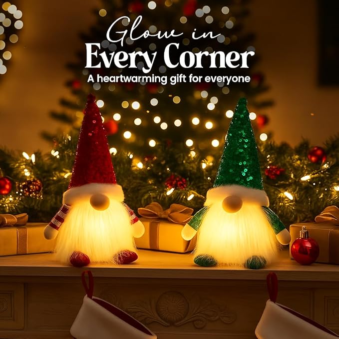 3PCS Christmas Gnomes Decorations and Christmas Decorations Indoor Lighted - 12" Handmade Swedish Santa Gnomes Plush Cute Christmas Decor Elf Gift Xmas Table