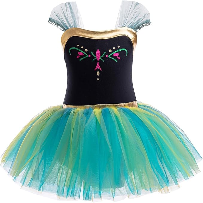 DYMCII Baby Girls Princess Ballet Dress Short Sleeve Leotards Skirted Tutu Dancewear Halloween Christmas Party Fancy Costume