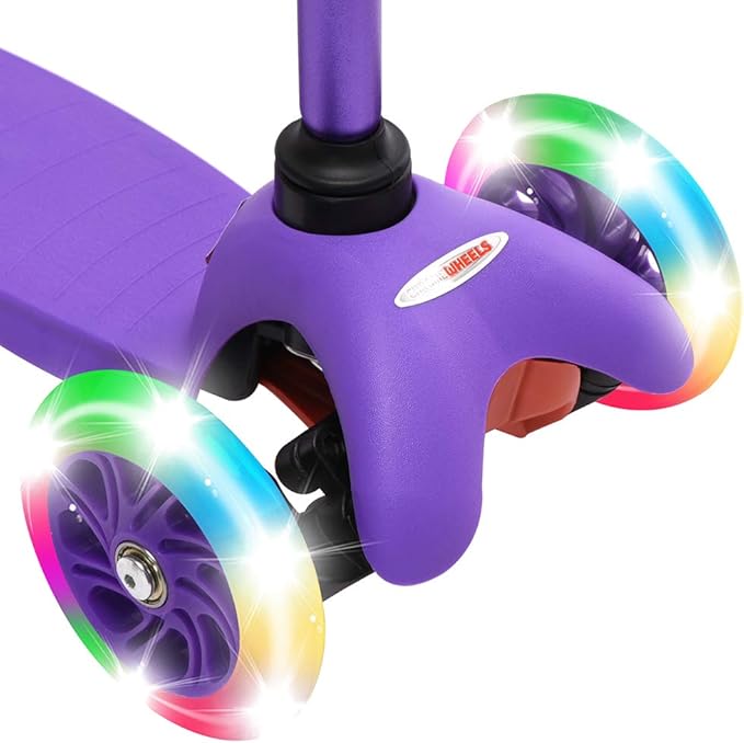 ChromeWheels Scooter for Kids, Deluxe 3 Wheel Scooter for Toddlers 4 Adjustable Height Glider with Kick Scooters, Lean to Steer with LED Flashing Light for Ages 3-6 Girls Boys