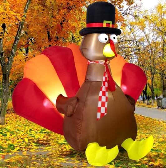 Sizonjoy Inflatable Turkey Decorations,6 Ft Thanksgiving Inflatables Outdoor Decorations with Built-in LED Lights & Fan Outdoor Thanksgiving Decor