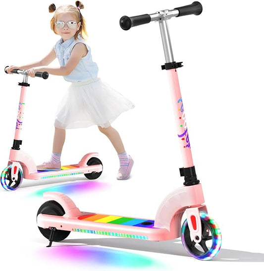 ANHAO Electric Scooter for Kids Ages 6-12 (Mainly 6-10), Kids Electric Scooter with Adjustable Height, Kick Scooter for Kids up to 110 Lbs, up to 6Mph