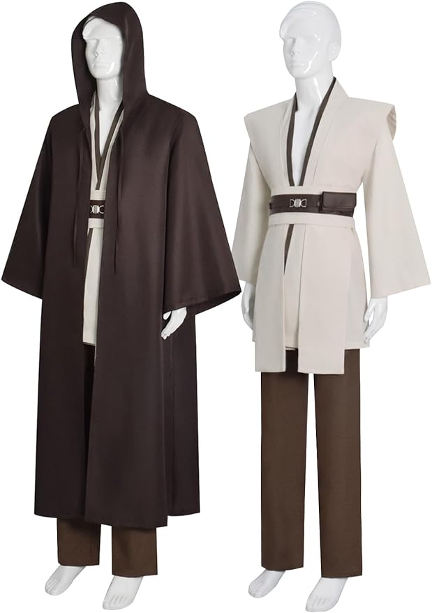 Mens Cosplay Costume White Tunic Hooded Cloak Robe Uniform Suit Halloween Outfit