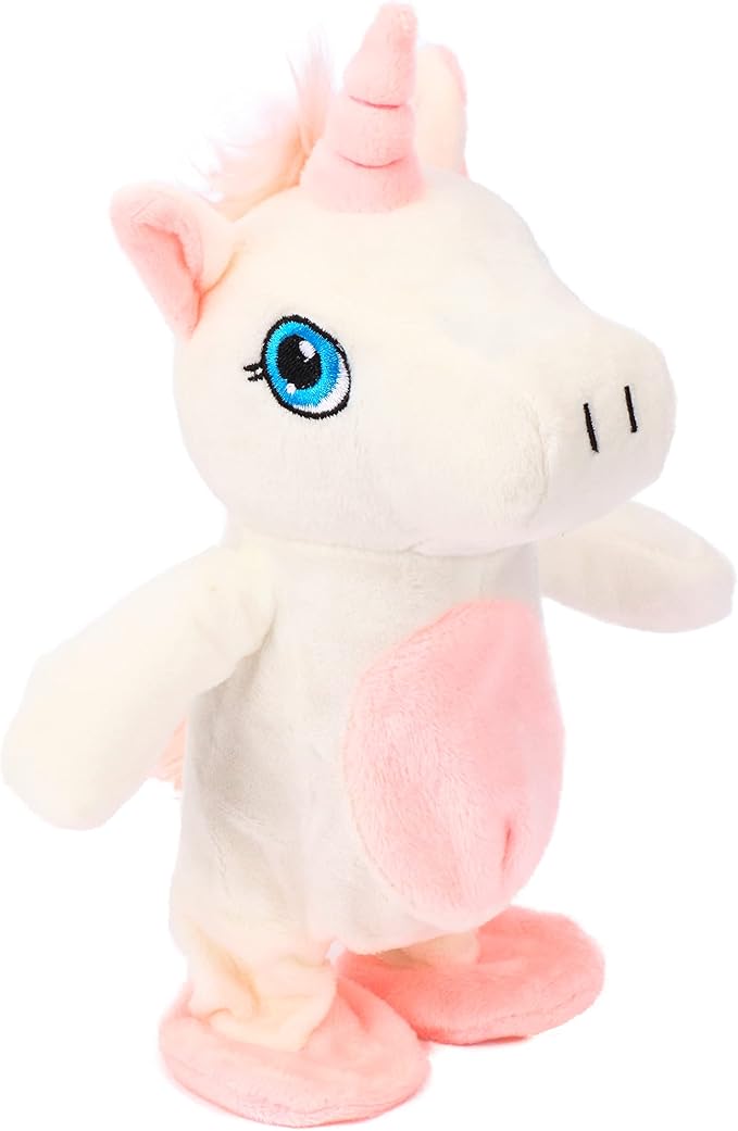 Hopearl Talking Unicorn Repeats What You Say Walking Electric Interactive Animated Toy Speaking Plush Buddy Gifts for Toddlers Birthday, 9.5''