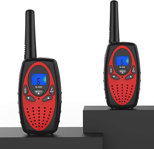 Walkie Talkies Long Range, Topsung M880 FRS Two Way Radio for Adults with Mic LCD Screen/Resistance Wakie-Talkies with Noise Cancelling for Men Women Outdoor Adventures Cruise Ship (Red 2 in 1)