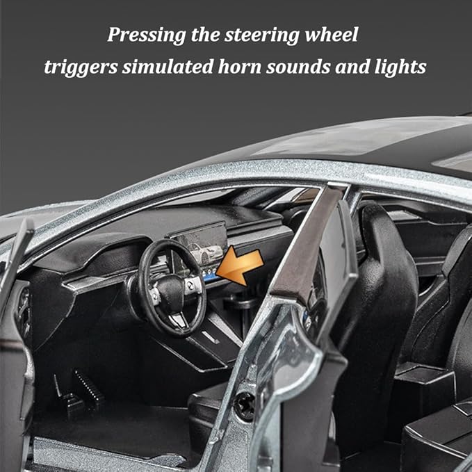 1/24 Model 3 Toy Car for Boys, Zinc Alloy Diecast Metal Model 3 Model Car Pull Back Car Toy Vehicles with Sound and Music, Suitable for Kids Aged 3+ as Gifts