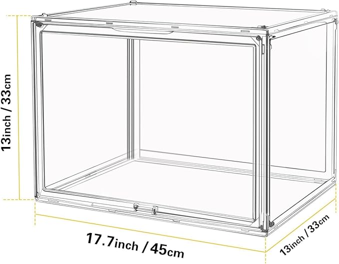 Clear Stackable Plastic Storage Bins with Lid, Dustproof Display Cases, Extra Large Figures Collectibles Showcase, Boot & Shoe Boxes, Helmet Protection Organizer (Transparent, XL-3 Pack)