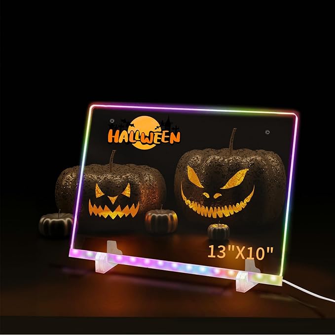 SetGame LED Drawing Board with Colors, 16 Inch Doodle LED Note Boards Include 7-Color Pens,9 Lighting Modes, Hanging Chain - Light up Dry Erase Board for Kids/Adults/Christmas/Birthday/Gifts