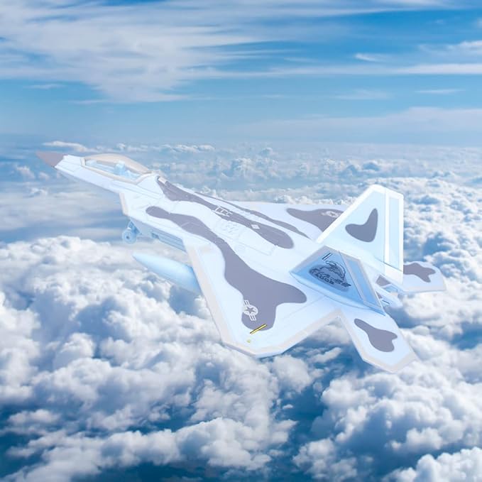 Ailejia Diecast F 22 Fighting Falcon Airplane Model Aircraft Army Air Force Toys Military Plane Pull Back with Lights and Sounds (F 22 Blue)