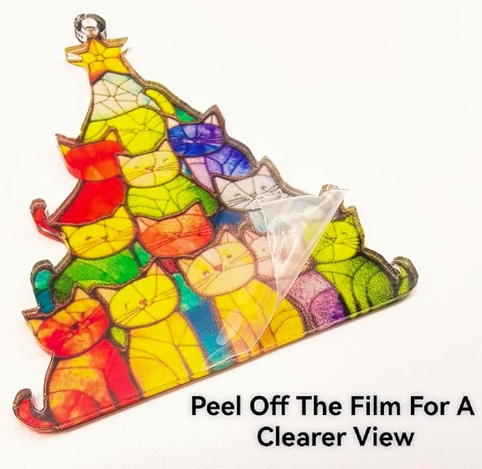 2025 Cat Christmas Tree Ornaments Adorable Christmas Tree Hanging 2025 Funny Christmas Hanging Decorations Black and Orange Two-Tone Acrylic Gifts (Cat Ornament)