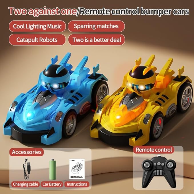 2 Pack Remote Control Cars Toys for Ages 6-12, 2.4 Ghz Remote Control Car with LED Light & Music, Christmas Birthday Gifts for Boys Girls Aged 6-12