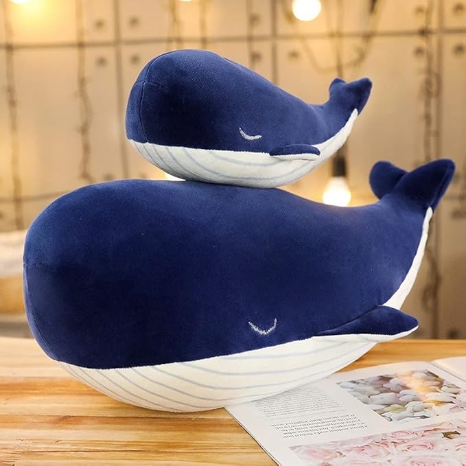 MUPI Whale Stuffed Animals Plush Pillow 4 Size Cute Soft Cotton Plushies Pillows Kawaii Blue Whale Toy Gifts for Kids Boys Girls Adults (Blue, 10 Inch)