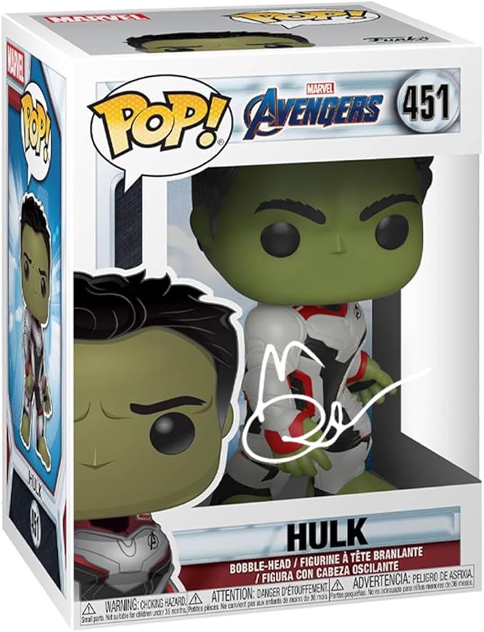 Mark Ruffalo Hulk #451 Facsimile Signed Reprint Laser Autographed Funko POP! Movies Marvel Avengers Figurine with Protector Case