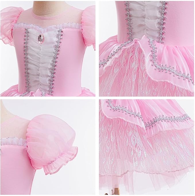 DYMCII Baby Girls Princess Ballet Dress Short Sleeve Leotards Skirted Tutu Dancewear Halloween Christmas Party Fancy Costume