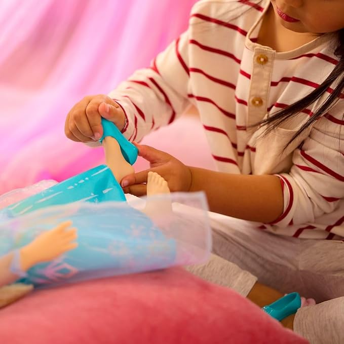 Disney Store Official Elsa Once Upon a Story Doll - 16 Inch Disney Princess Toys Featuring Reflective Eyes with 3D Pupil and Iris, Detailed Costume, Hair Comb & Shoes - Comes in Display Box