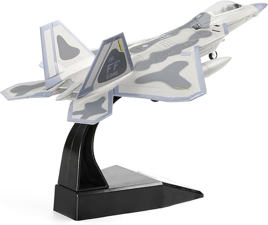 F-22 Raptor 1/100 Scale Diecast Metal Fighter Jet Model Stealth Combat Airplane Air Force Aircraft Alloy Model with Stand for Adult Military Collections or Gift (FF 03046)