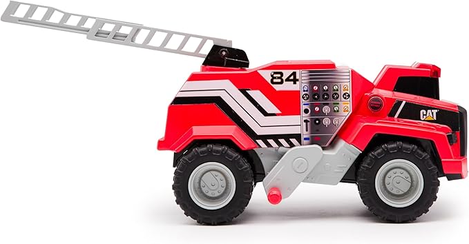 CAT Construction Toys, 11.5" Power Haulers Fire Truck, Realistic Lights & Sounds, Motion Drive Technology, Working Features, and Interactive Play for Ages 3+