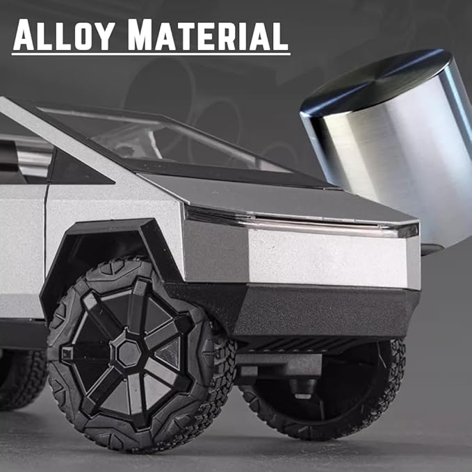 1/24 Toy Truck Model Pickup Truck with RV Motorcycle, Alloy Diecast Metal Model Toy Trucks Vehicle with Sound and Light, Simulated Pick-Up Play Trucks for Kids Adults (Dark Gray)