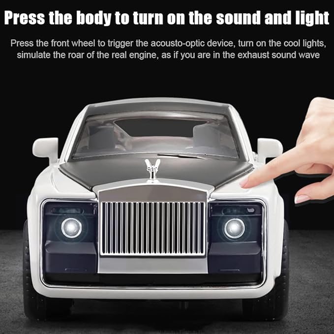 1/24 Rolls-Royce Sweptail Toy Car Alloy Diecast Collectible Model Car for Kids Gift, Pull Back Toy Car with Sound and Light, Classic Double Door, Car Logo Can be Folded