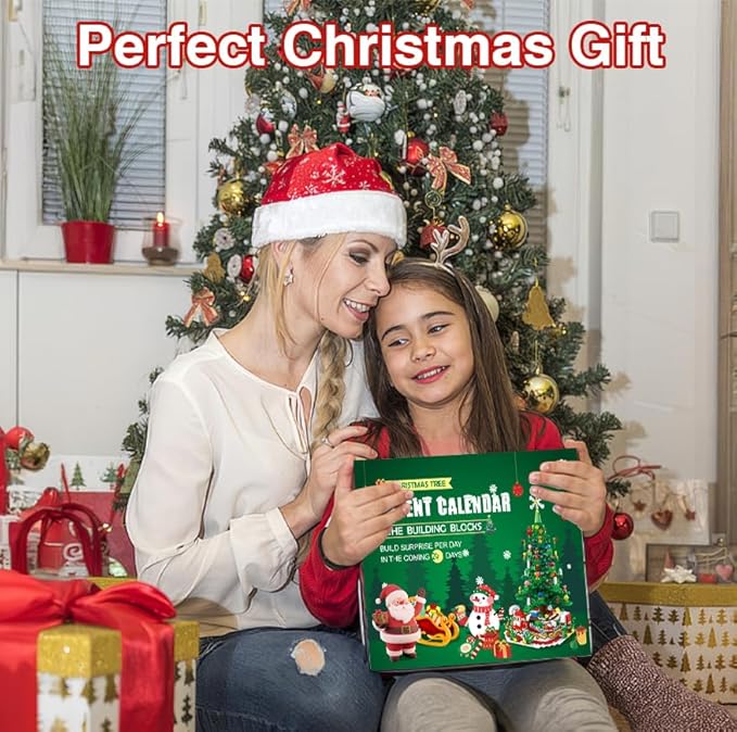 Advent Calendar 2025 Christmas Tree Building Blocks Set, 24 Days Christmas Countdown Building Block Kit, 24 IN 1 Christmas Building Blocks Toy Gift for Teens Girls Boys Adults Ages 6+