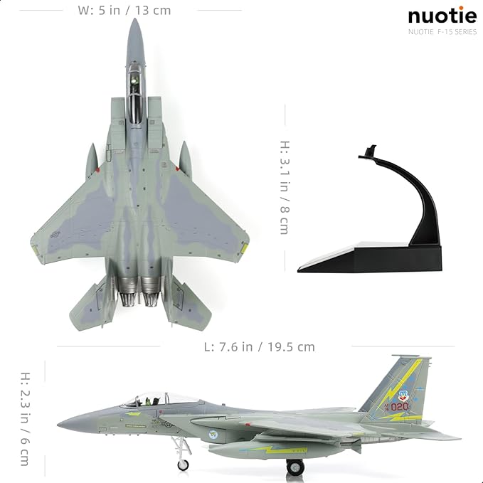 F-15A Eagle Fighter 76-0020 Diecast Metal Aircraft Model with Stand for Adult Military Enthusiast Collection Display or Gift