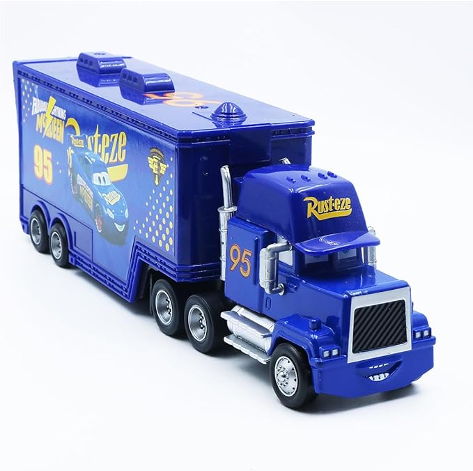 Portable Mini Toy Car and Truck Set 1:55 Diecast Model Metal Body Racers for Preschool Kids Ages 3+ Years (Blue)