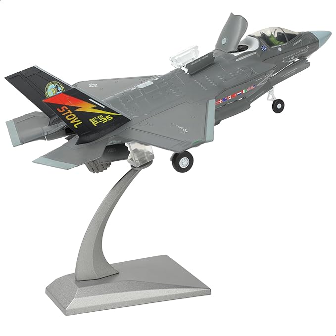 F-35 Lightning II Fighter Model Kit 1:72 Scale Die-cast Aircraft Model with Bracket, Gift for Military Pilots (F-35B Marine Corps)