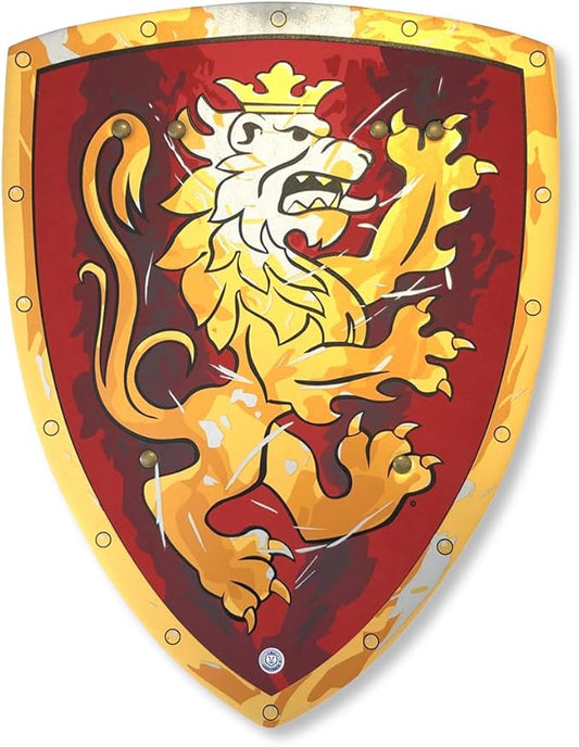 Liontouch - Noble Knight Shield, Red/Medium - Age 3-8 | 15.4 x 11.8 in | Medieval Pretend Play Foam Toy for Children with Golden Lion Theme | Safe Battle Accessory for Dress Up & Costumes for Boys